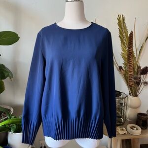 COS Blue Chiffon Pleated Top